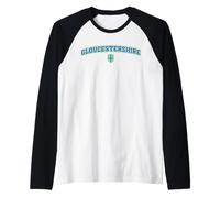 Vintage Gloucestershire County Green Blue Varsity Style Raglan Baseball Tee