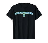 Vintage Gloucestershire County Green Blue Varsity Style Value Graphic T-Shirt, Men, Black, L
