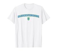 Vintage Gloucestershire County Green Blue Varsity Style Value Graphic T-Shirt, Men, White, M