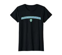 Vintage Gloucestershire County Green Blue Varsity Style Value Graphic T-Shirt, Women, Black, S