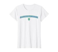 Vintage Gloucestershire County Green Blue Varsity Style Value Graphic T-Shirt, Women, White, XS