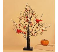 Vintage Glowing Tree with Cardinal - LED Twinkle Lighted Branches, Battery Powered Birch Bonsai with Berries Birds for Christmas Halloween Home Decor (1)