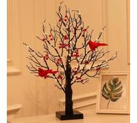 Vintage Glowing Tree with Cardinals, Red Bird Tree Lights, LED Vintage Glowing Trees, Twinkle Trees Lamp with Lighted Branches, Artificial Trees Twig Branches, Fake Christmas-Tree for Table Ornament