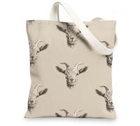Vintage Goat Canvas Tote Bags, Goat Pattern Reusable Shopping Bags, Lightweight Washable Shoulder Strap Canvas Bags for Gym Outdoor Travel Beach Picnic 13x15 Inch
