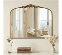 Vintage Gold Arched Wall Mirror 36"x30" - Ornate Baroque Style Antique Brass Frame, Decorative Large Mirror for Entryway, Living Room, Fireplace, Hallway, Bathroom