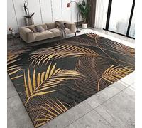 Vintage Gold Banana Leaf Modern Living Room Rug 140 X 200 Cm / 55.1 X 78.7 Inch 3D Printed Area Rug Flannel Bedroom Rug Decoration Men Boys Room Game Floor Mat Anti-Slip Kitchen Bathroom Rug Pad Door