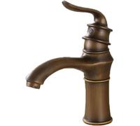 Vintage Gold Bathroom Sink Faucet Retro Single Handle Mixer Stylish Washbasin Tap Hot & Cold Water Elegant One Hole Design for Classic Washroom Décor (Antiquit?t Kurz),