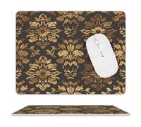 Vintage Gold Black Tan Floral Mouse Pad Mouse Mat 10 X 8 Inch