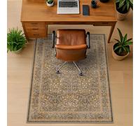Vintage Gold Brown Office Chair Mat for Hard Wood & Tile Floors, 48x60 Non-Slip Ultra Soft Low Pile Under Desk Rug, Floor Protector for Heavy Duty Office Chair, Machine Washable, Taupe