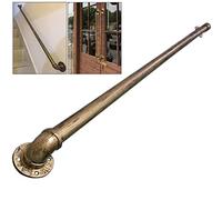 Vintage Gold Copper Handrail for Indoor/Outdoor Stairs Wall Mounted Safety Railing Assistive Wrought Iron Banister Durable Metal Staircase Support (16ft/480cm)