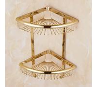 Vintage Gold Corner Shower Shelf - 3-Tier Bathroom, Chrome & Brass Shampoo Holder, Elegant Bath Accessories for Stylish Bathrooms