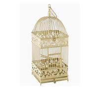 Vintage Gold Decorative Bird Cages Elegant Metal Round Birdcage Parrot Cage with Standing Bar Food Box Add Food Container, Gold