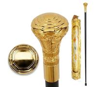 Vintage Gold Dome Walking Cane, Luxury Embossed Gentleman's Stick, Perfect for Wedding, Cosplay, Royal Themed Party & Formal(Gold,Single section)