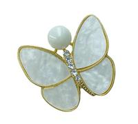 Vintage Gold Enameled Rhinestones Butterfly Pin With White Pearls Corsage Jewelry Elegant Clothing Accessory For Women Crystal Scarf Pin Accessory