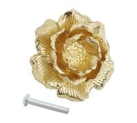 Vintage Gold Floral Brass Cabinet Pulls: Rose Shape Drawer Handles for Kitchen, Bathroom, Wardrobe Furniture Hardware (42x22mm)