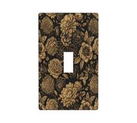 Vintage Gold Floral Pattern Single Toggle Wall Plate Switch Decorative Panel Electrical Socket Plate Suitable For Bathroom Kitchen Living Room Bedroom