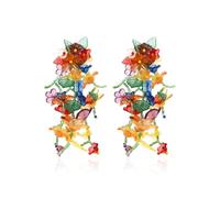 Vintage Gold Flower Tassel Earrings for Women Handmade Long Dangle Earrings Bohemian Beaded Fringe Earrings Statement Layered Chandelier Jewelry Silver Needle 10 CM