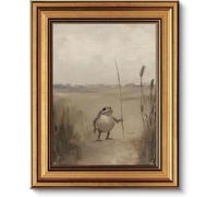 Vintage Gold Framed Frog Canvas Wall Art Nature Country Animal Poster Prints Whimsical Frog painting Melancholy Toad Pictures Artwork Wall Decor for Living Room Bedroom Kitchen 9x11in (Green, 24"L x