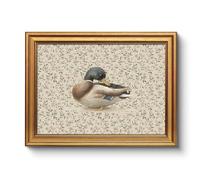 Vintage Gold Framed Mallard Duck Wall Art, 12x16 Inch Bird Painting Botanical Floral Pattern Canvas Print, Rustic Animal Artwork Living Room Bedroom Entryway Farmhouse Office Home Décor