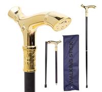 Vintage Gold Handle Walking Cane - 92.5cm Elegant Gentleman Unisex Stick for Cosplay, Themed Parties & Formal Events