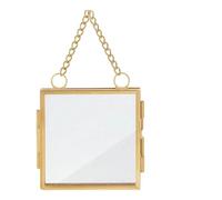 Vintage Gold Plant Specimen Display Border, Hanging Photo Frame with Hanging Chain, Floating Glass Frames for Pressed Flowers, Decorative Pressed Flower Framework for Wall Art, Botanical Home Decor