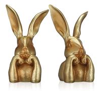 Vintage Gold Resin Bunny Figurine - 8-Inch Large Rabbit Statue - for Easter Table Centerpiece & Spring Home Decor