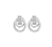 Vintage Gold Silver Doorknocker Drop Stud Earrings for Women, Thick Chunky Geometric Link Hoops Earrings, Elegant Gift for Her, Zinc, No Gemstone