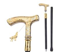 Vintage Gold & Silver Wolf Handle Walking Cane, Antique Gentleman Style Stick Elegant Gift for Cosplay, Everyday Use