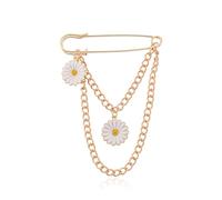 Vintage Gold Star Daisy Rose Flower Heart Chain Brooch Pin Tassel - Punk Star Collar Brooch Sweater Shawl Clips - Birthday Party Costume Jewelry (Gold1)