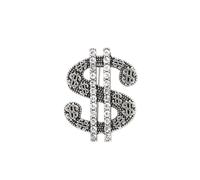 Vintage Gold Tone Dollar Sign Brooch Pin Rhinestone Dollar Money Lapel Pin Badge Jewelry for Women and Men, Zinc, no gemstone