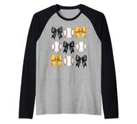 Vintage Golden and Black Bows Baseball Raglan Baseball Tee