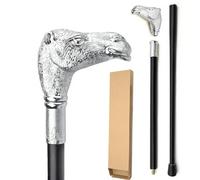 Vintage Golden Camel Head Walking Cane, Luxury Gentleman's Decorative Stick for Wedding Party, Steampunk Events, Antique 93cm(Silver,Double section)