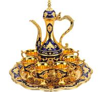 Vintage Golden Turkish Tea Coffee Cup Set with Tray 6 Cups Home Party Decor
