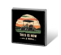 Vintage Golf Cart This Is How I Roll Square Brooch Pins Metal Badge Lapel Pin Jacket Hat Bag Accessories Decoration