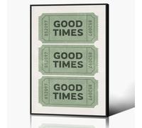 Vintage Good Times Ticket Print, Retro Green Bathroom Wall Art Canvas, Bar Cart Funny Quote Poster, Girly Cream Aesthetic Poster, Trendy College Dorm Apartment Wall Decor 12x16in Framed