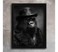 Vintage Gorilla Art Print Steampunk Wall Art Black White Animal Portrait Print Poster A5 - Wall Art Home Decor Movie Poster Canvas Film Cinema Retro Vintage Cult Classic Nostargic Saga Modern reprint