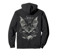 Vintage Gothic Bat Floral Moon Cottagecore Style Pullover Hoodie