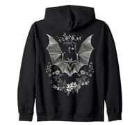 Vintage Gothic Bat Floral Moon Cottagecore Style Zip Hoodie