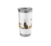 Vintage Gothic Cat Illustration -Celestial Black & Tabby Stainless Steel Insulated Tumbler