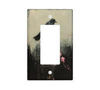 Vintage Gothic Crow Decorative Light Switch Cover Wall Plate 1 Gang Single Rocker, Rustic Goth Scary Country Electrical Faceplate for Kitchen Bathroom, Bird Switchcover Decor