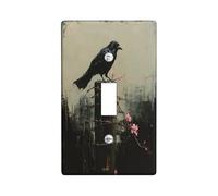 Vintage Gothic Crow Decorative Light Switch Cover Wall Plate 1 Gang Single Toggle, Rustic Goth Scary Country Electrical Faceplate for Kitchen Bathroom, Bird Switchcover Decor