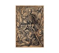 Vintage Gothic Death Memorial Skeleton Canvas Poster Bedroom Decor Landscape Office Room Decor Gift 24x36inch(60x90cm)