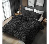 Vintage Gothic Double Bedding Set 3 Piece, Bedroom Decor Duvet Cover and 2 Pillowcases, Black Grey Goth Quilt Cover with Zip, Ultra Soft Microfibre YH-V38