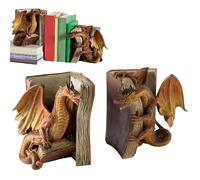 Vintage Gothic Dragon Bookends - 1 Pair Medieval Dragon Decorative Bookends for Shelf Decor