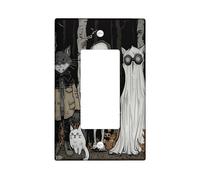 Vintage Gothic Light Switch Cover Plates/Outlet Covers, Halloween Forest Scene with Cats, Singular Thermoplastic Wall Plates, Spooky Decor, Standard Size Single Rocker