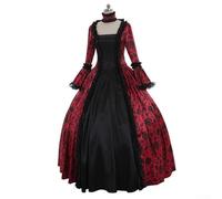 Vintage Gothic Long Dress for Women With Lace Overlay and Design Language Drawn From Medieval Ritual Wear and Victorian Court Ceremonial Dress (XL Red)
