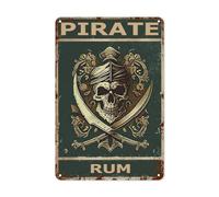 Vintage Gothic Metal Sign - Funny Relief Style Skull and Sickle Design - Rustic Wall Art for Pirate, Rum, and Halloween Decor - Unique Urban Signage for Bar or Hunting Pub - 8x12 Inches