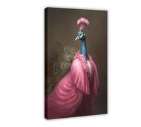 Vintage Gothic Peacock Lady Art Canvas Poster Wall Art Decor Print Picture Paintings for Living Room Bedroom Decoration 16x24inch(40x60cm)