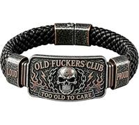 Vintage Gothic Skull Braided Bracelet for Men Biker Wristband | Loud & Proud Engraving, Magnetic Clasp, Flame Skull Design