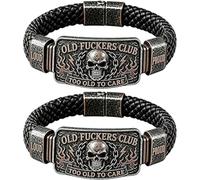 Vintage Gothic Skull Braided Bracelet for Men Biker Wristband | Loud & Proud Engraving, Magnetic Clasp, Flame Skull Design